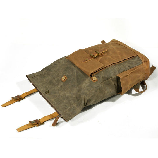 Eryndor | Two-tone Backpack in Waxed Canvas and Leather