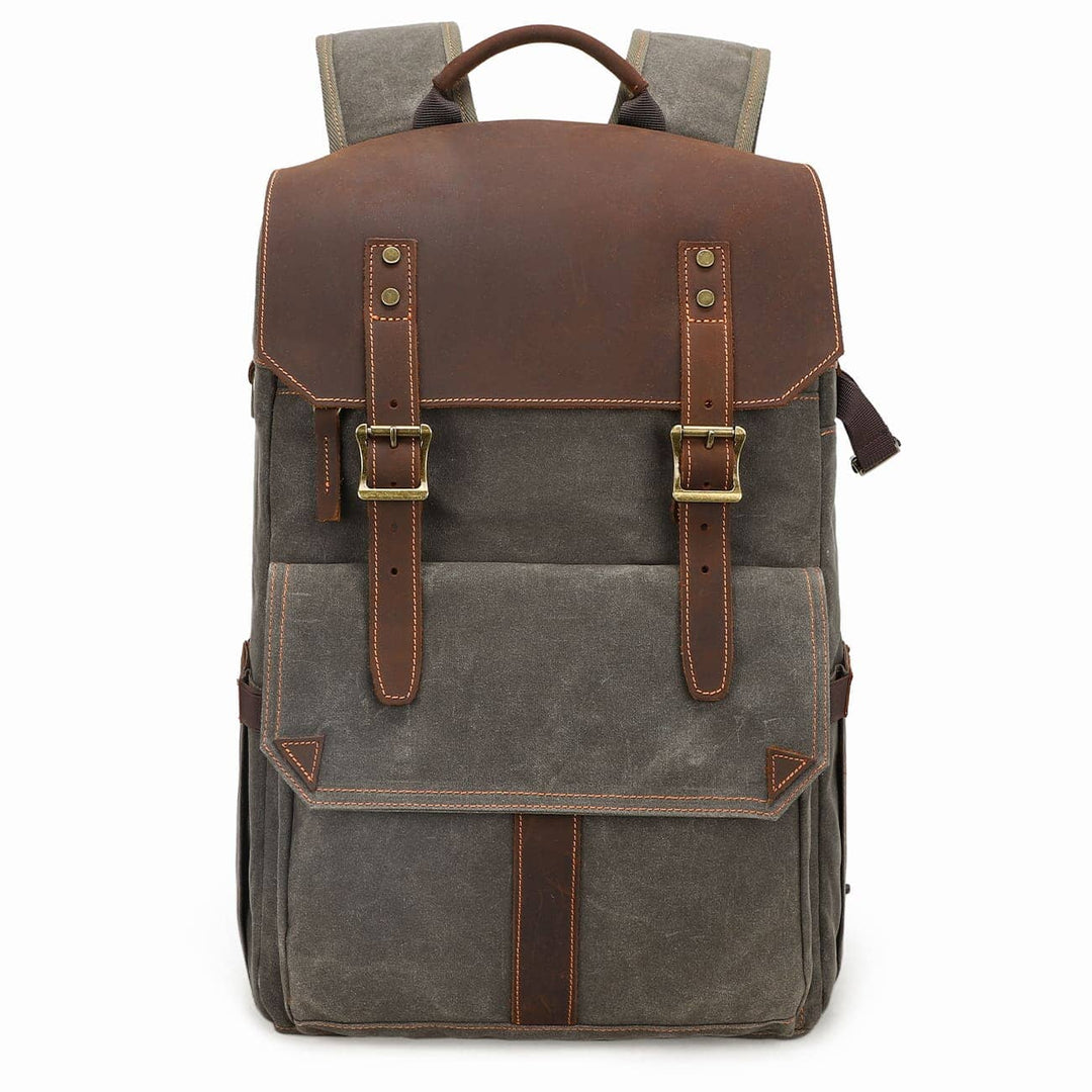 Thalen | Vintage Waxed Canvas and Leather Camera Backpack
