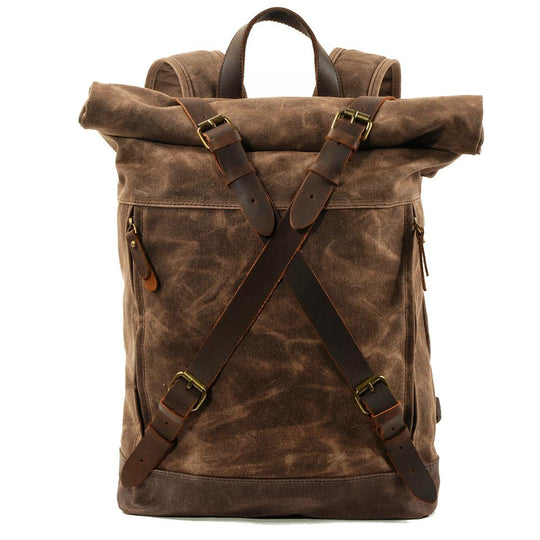 Lennox | Sturdy Canvas and Leather Rolltop Backpack