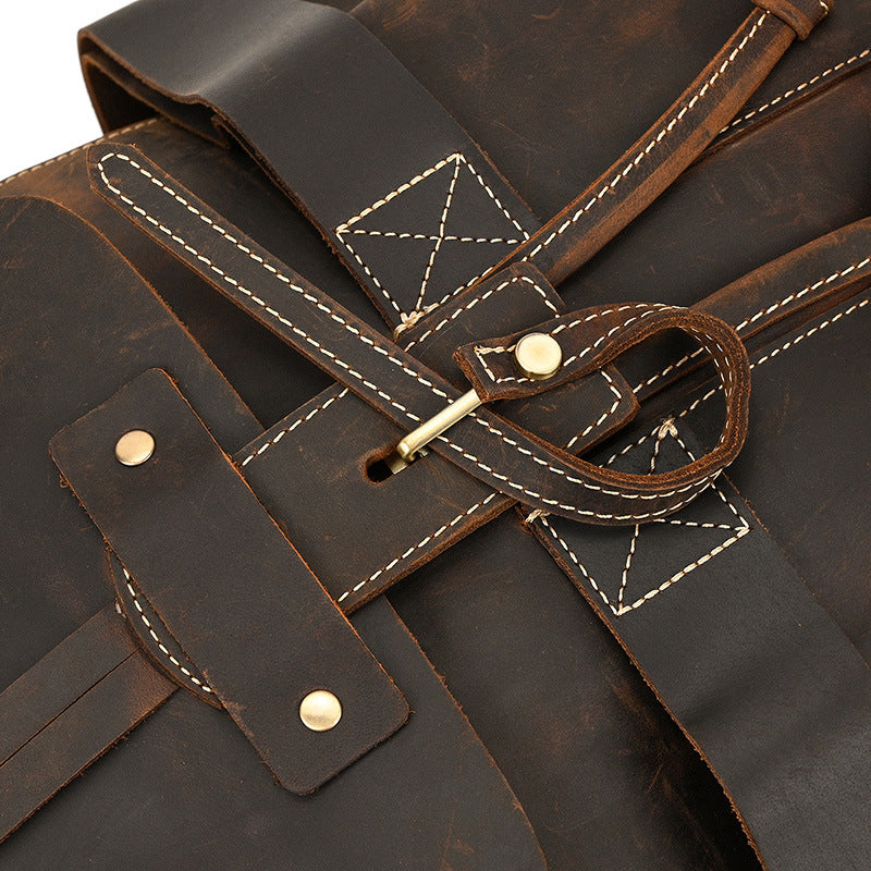 Mira | Vintage Leather Backpack with Drawstring Closure