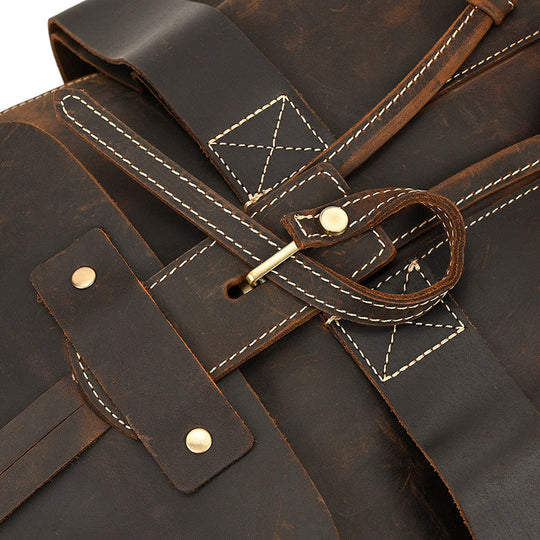Mira | Vintage Leather Backpack with Drawstring Closure
