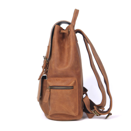 Lior | Vintage Leather Backpack with Drawstring Closure