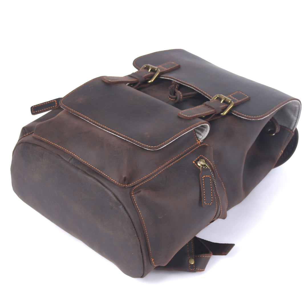 Lior | Vintage Leather Backpack with Drawstring Closure
