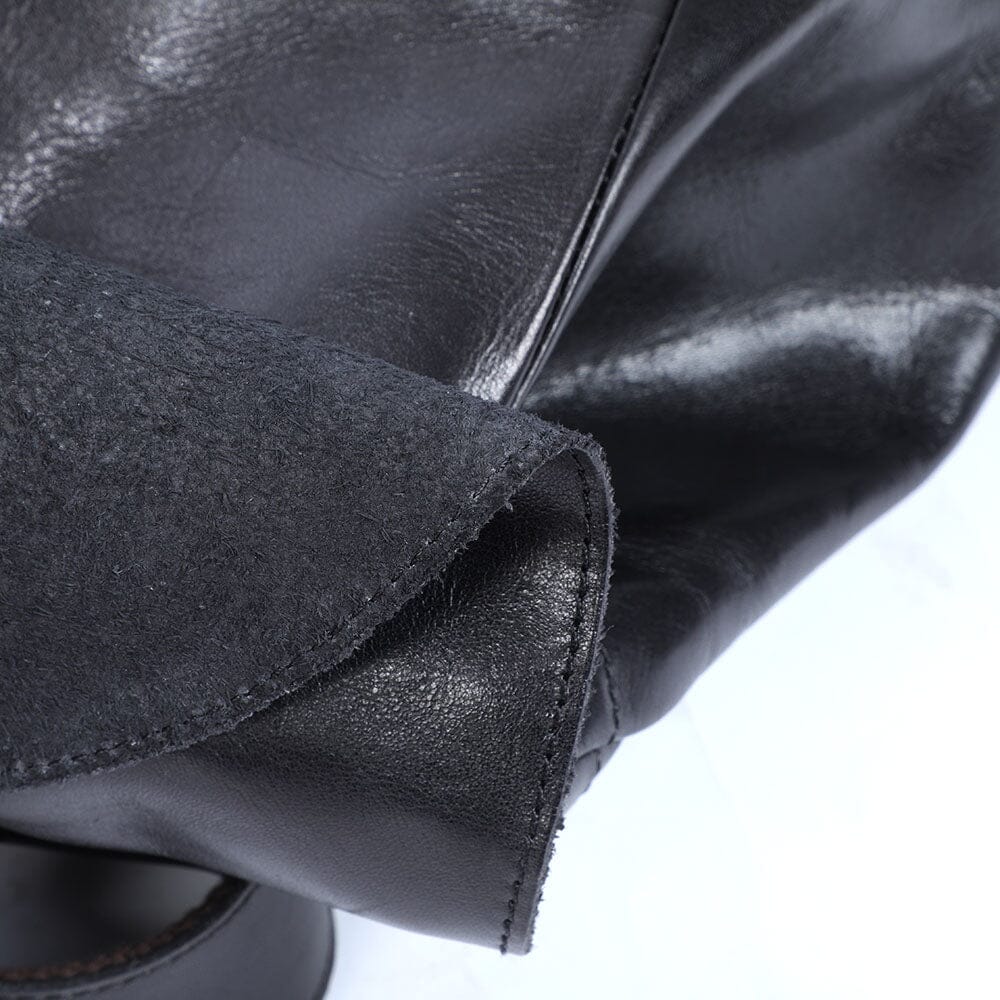 Cael | Black Leather Backpack with Drawstring Closure