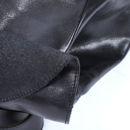 Cael | Black Leather Backpack with Drawstring Closure