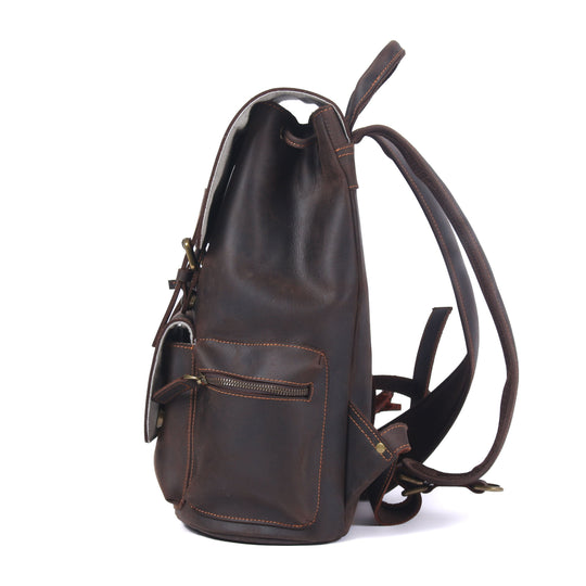 Lior | Vintage Leather Backpack with Drawstring Closure