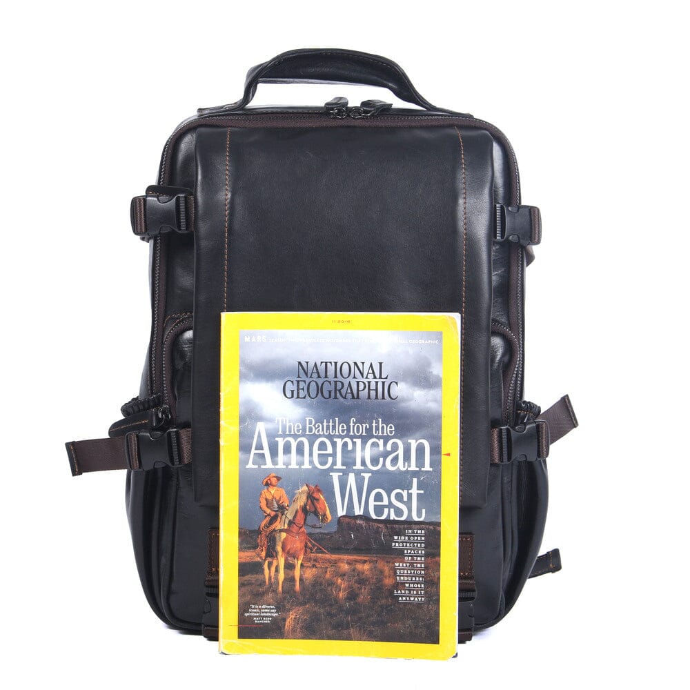 Theo | Black Leather Laptop Backpack