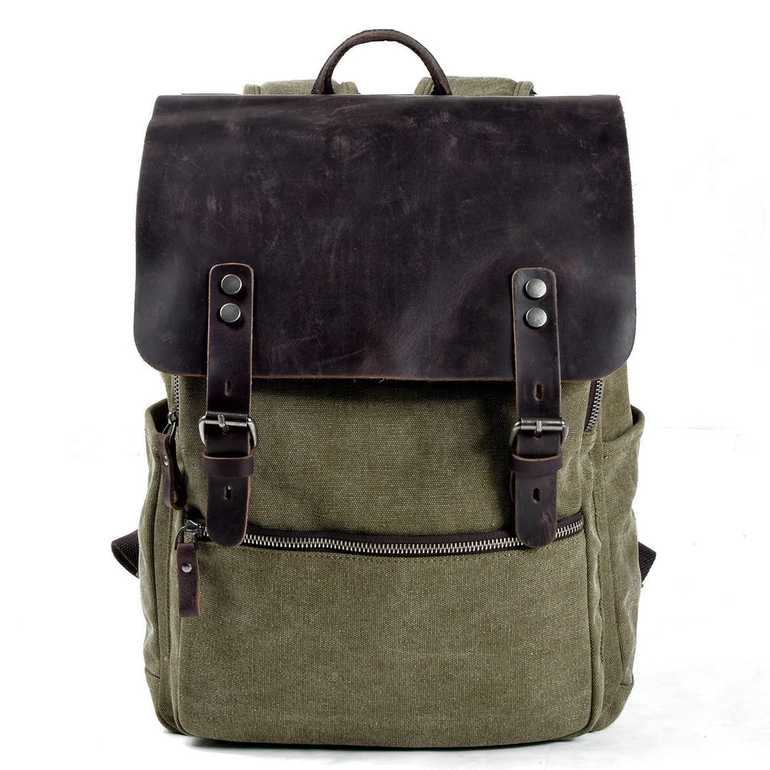 Sorelle | Vintage Waxed Canvas and Leather Laptop Backpack
