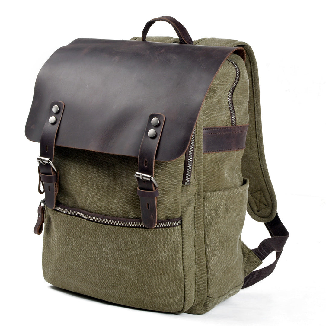 Sorelle | Vintage Waxed Canvas and Leather Laptop Backpack