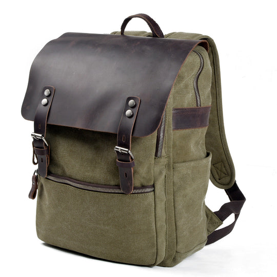 Sorelle | Vintage Waxed Canvas and Leather Laptop Backpack