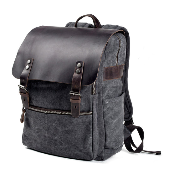 Sorelle | Vintage Waxed Canvas and Leather Laptop Backpack