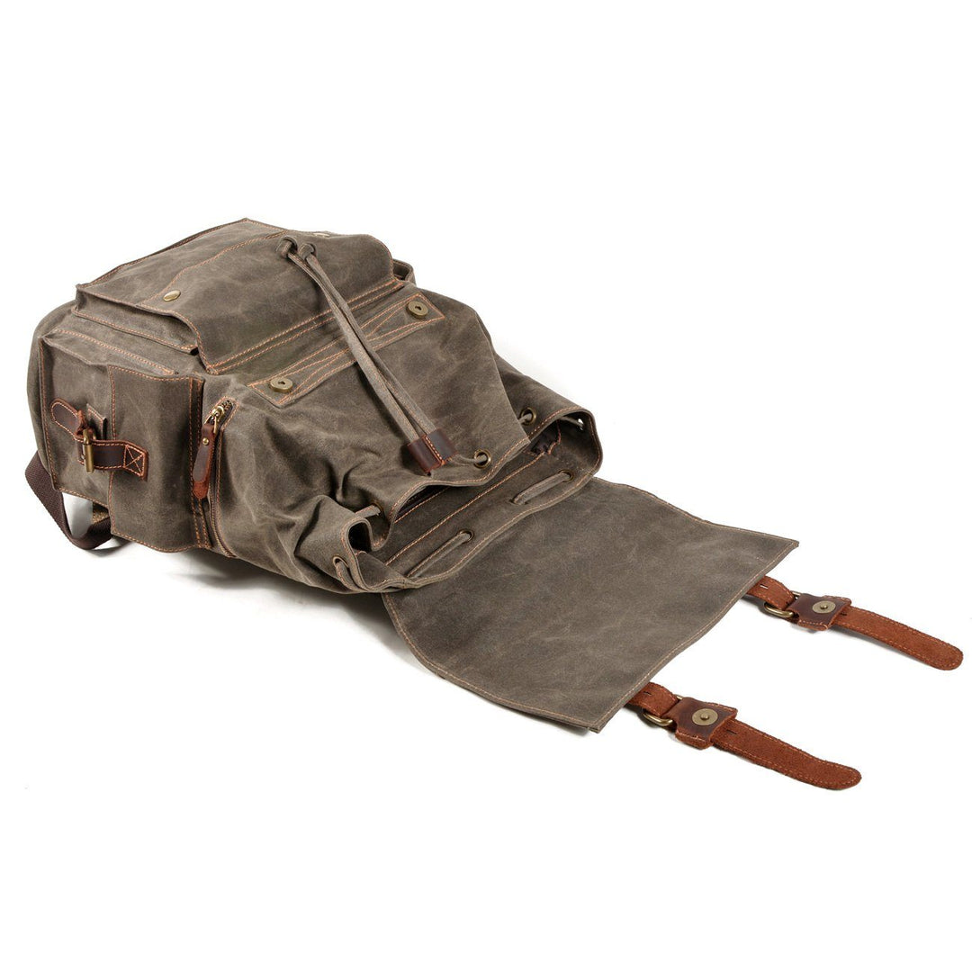 Kaelen | Vintage Backpack in Waxed Canvas & Leather