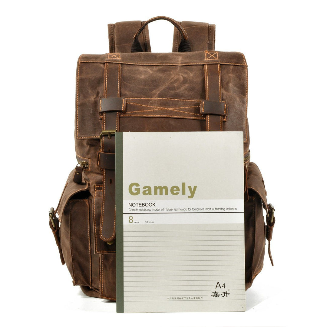 Kaelen | Vintage Backpack in Waxed Canvas & Leather