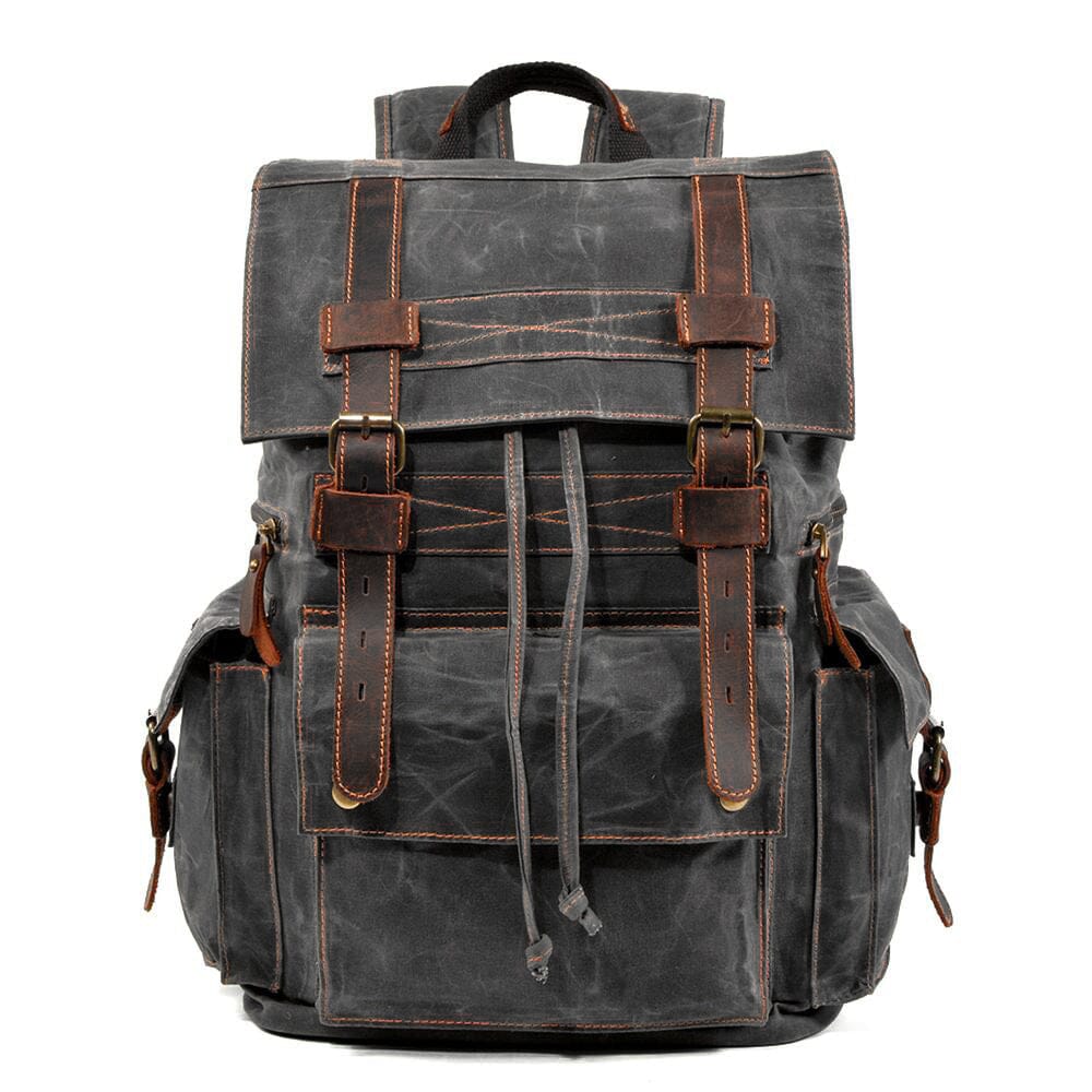 Kaelen | Vintage Backpack in Waxed Canvas & Leather