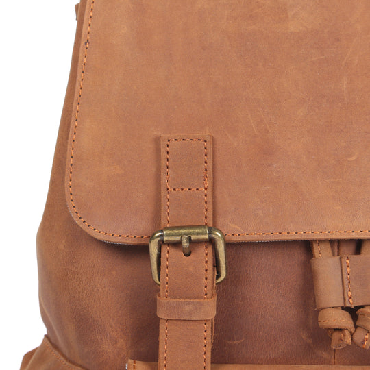 Lior | Vintage Leather Backpack with Drawstring Closure