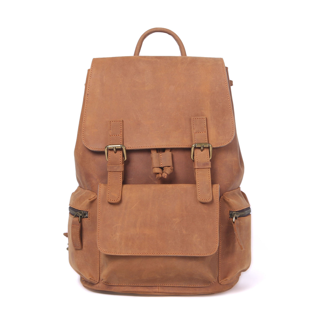 Lior | Vintage Leather Backpack with Drawstring Closure