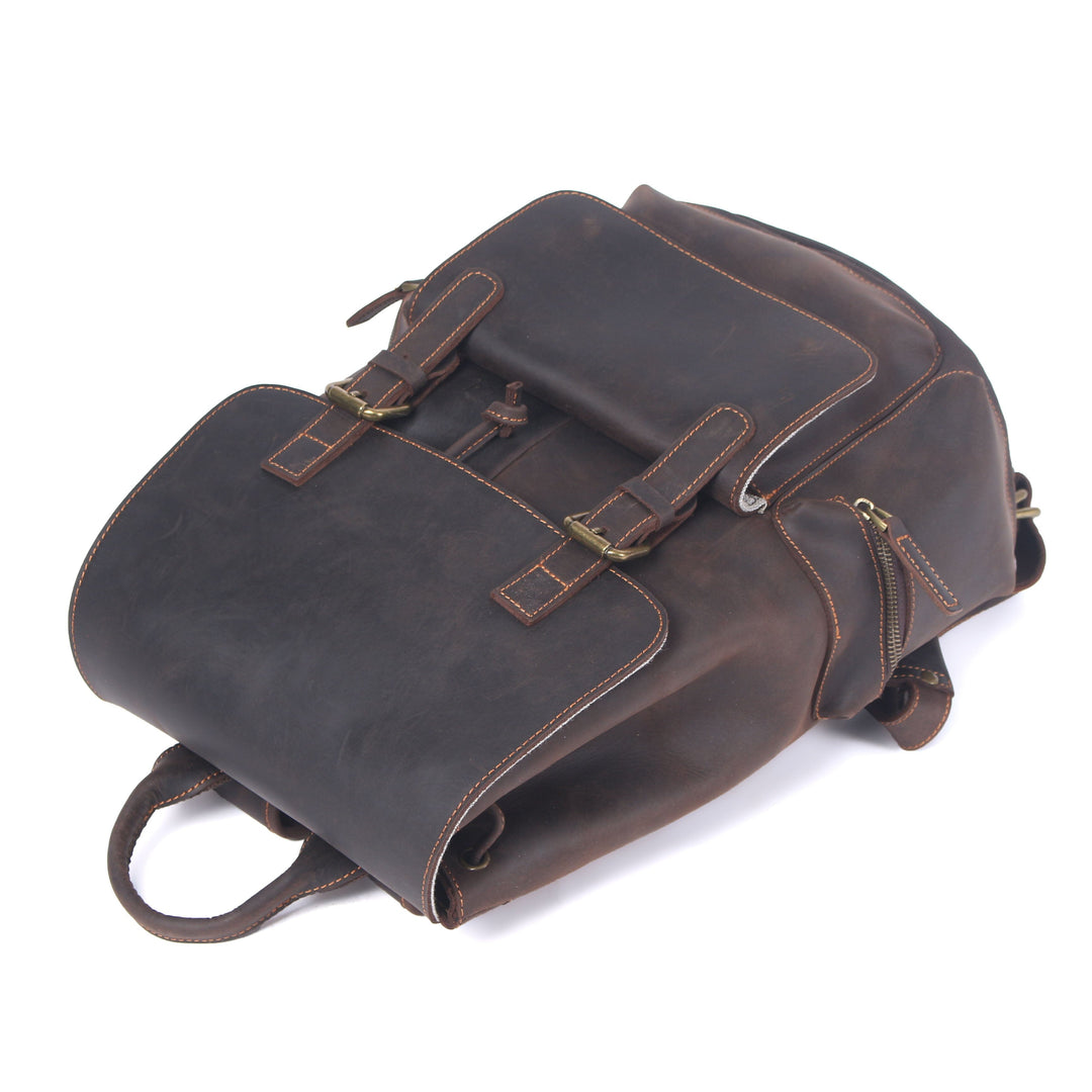 Lior | Vintage Leather Backpack with Drawstring Closure