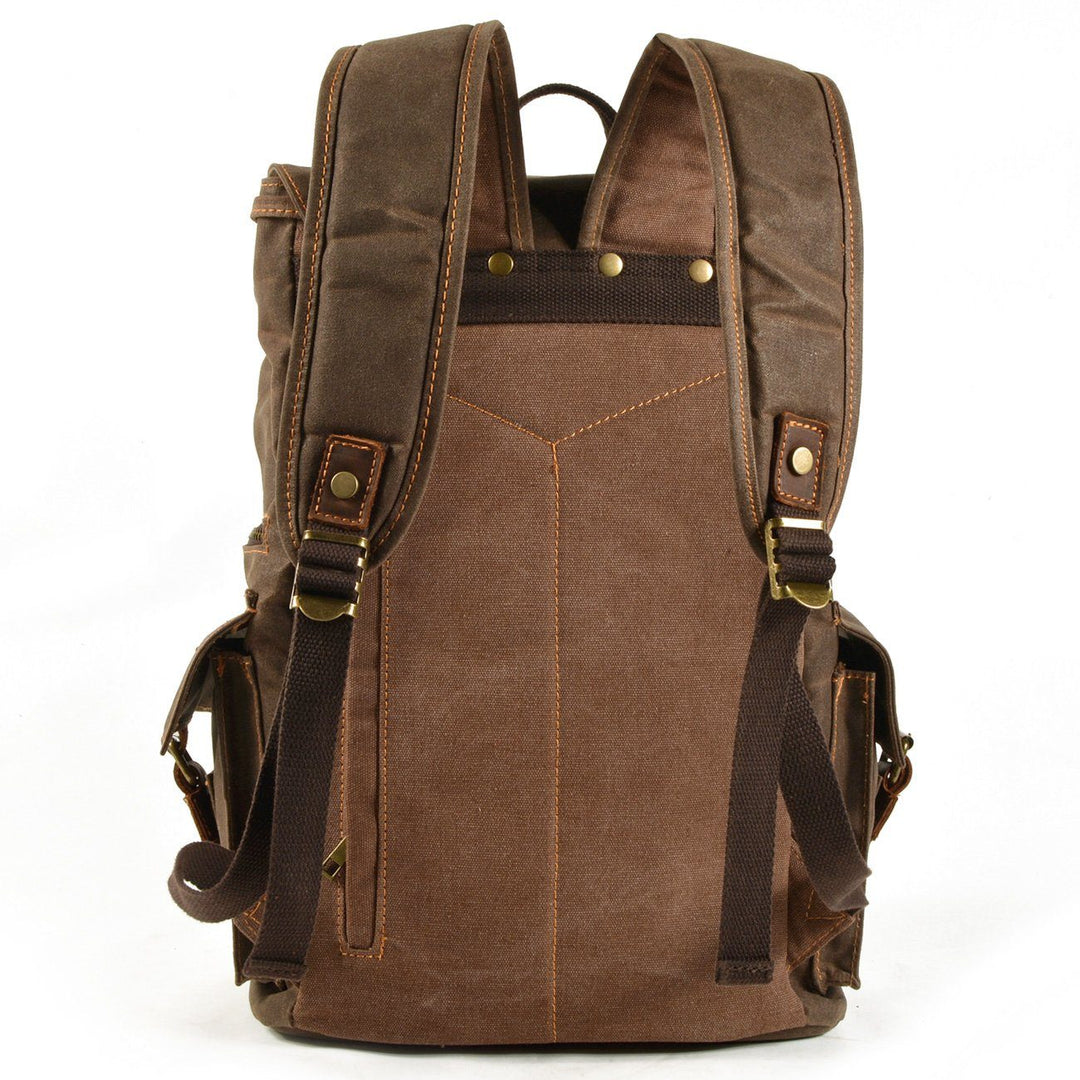Kaelen | Vintage Backpack in Waxed Canvas & Leather