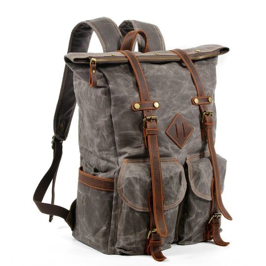 Elric | Vintage Waxed Canvas and Leather Backpack