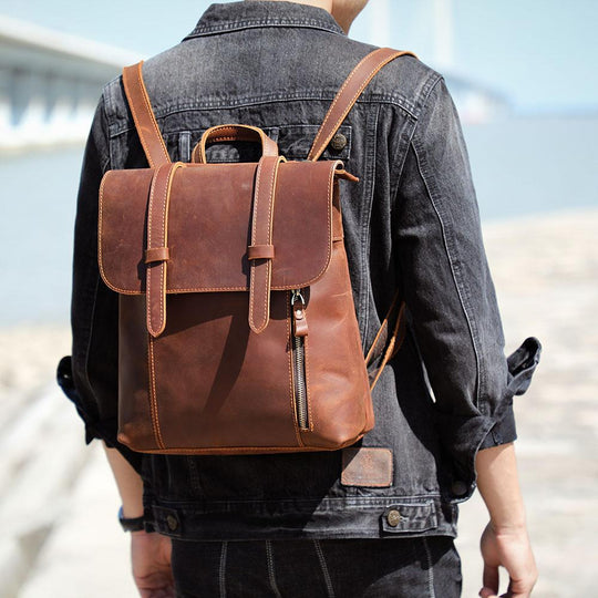 Mavi | Compact Leather Backpack
