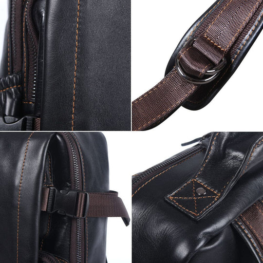 Theo | Black Leather Laptop Backpack