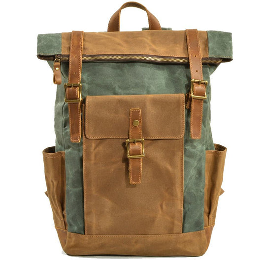 Eryndor | Two-tone Backpack in Waxed Canvas and Leather