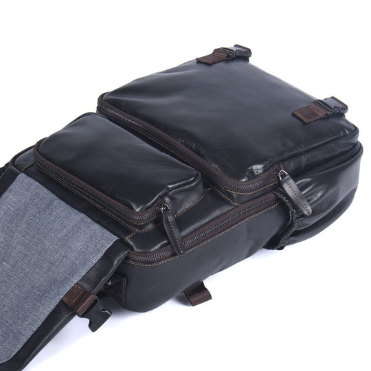 Theo | Black Leather Laptop Backpack