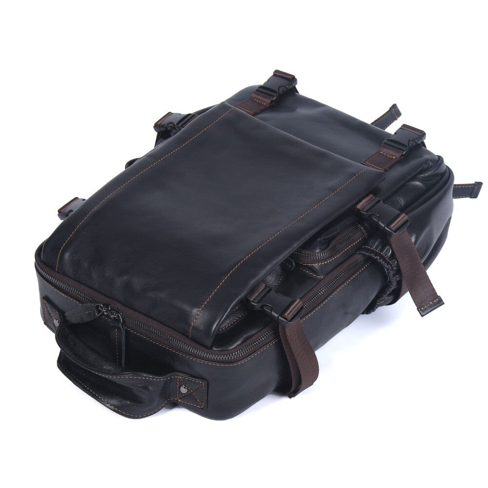 Theo | Black Leather Laptop Backpack