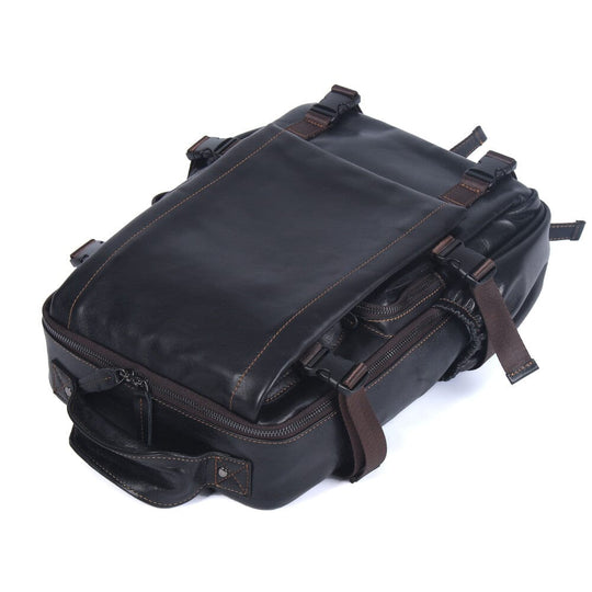 Theo | Black Leather Laptop Backpack