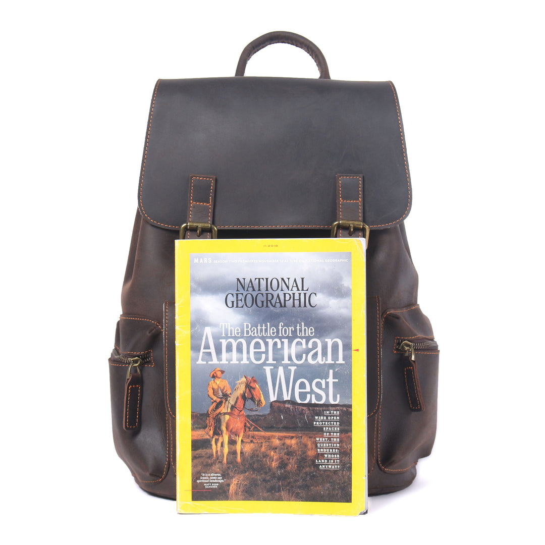 Lior | Vintage Leather Backpack with Drawstring Closure