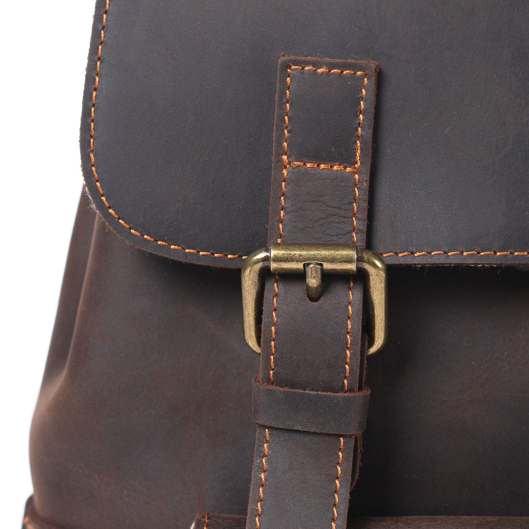 Lior | Vintage Leather Backpack with Drawstring Closure
