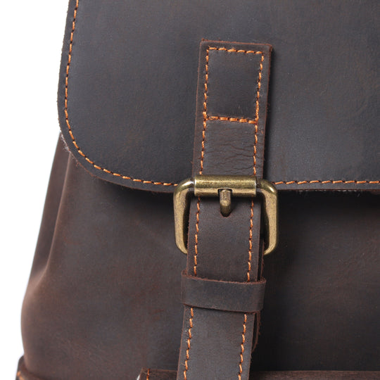 Lior | Vintage Leather Backpack with Drawstring Closure