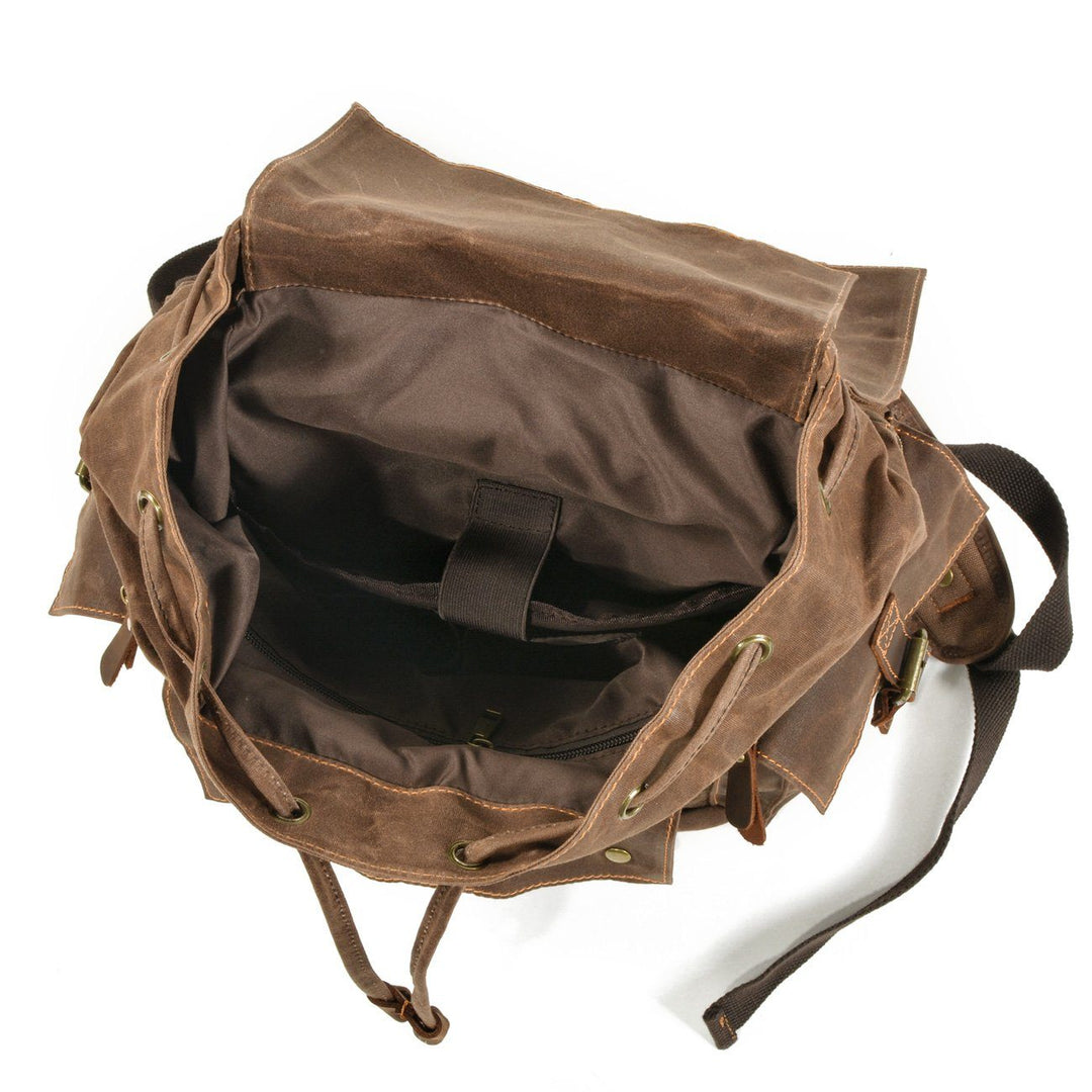 Kaelen | Vintage Backpack in Waxed Canvas & Leather