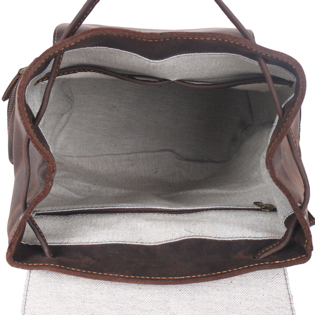 Lior | Vintage Leather Backpack with Drawstring Closure