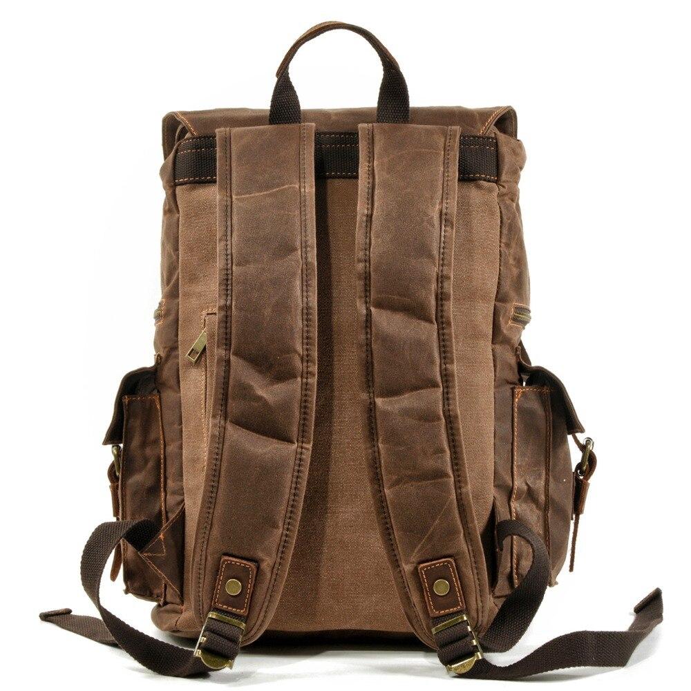Kaelen | Vintage Backpack in Waxed Canvas & Leather